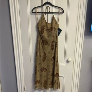 Lauren Ralph Lauren Brown Halter Backless Sundress